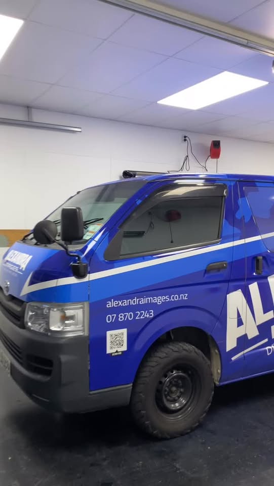Custom 4x4 van wrap process at Alexandra Images workshop, Te Awamutu